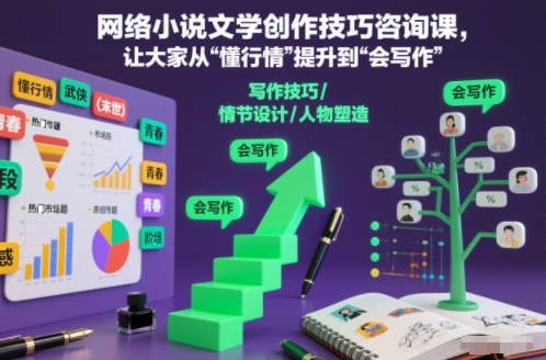 网络小说文学创作技巧咨询课,让大家从“懂行情”提升到”会写作”的高度-百创网
