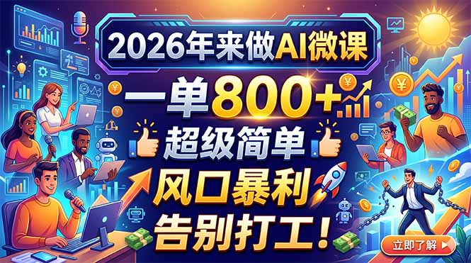 2026年来做AI微课，一单800+，超级简单，风口暴利，告别打工！-百盟网