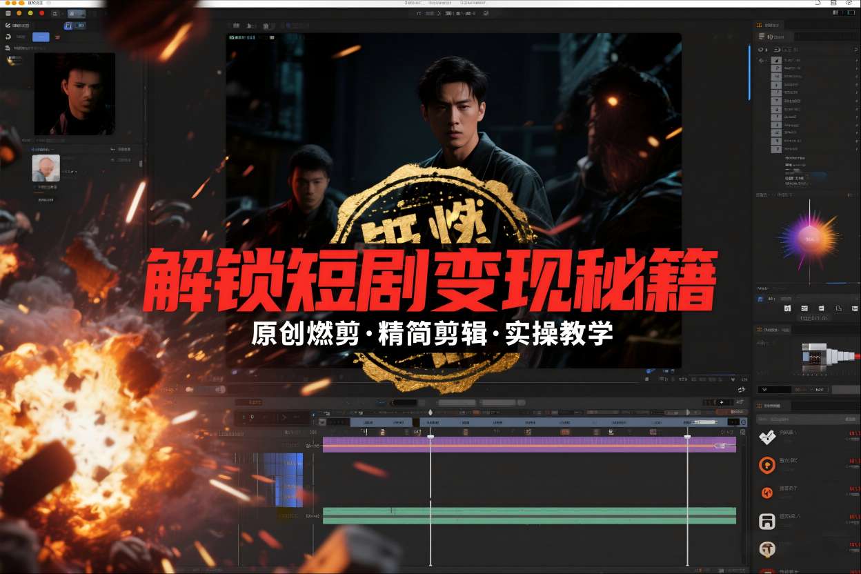 短剧拉新之原创燃剪精简剪辑实操课，解锁短剧变现秘籍-百创网