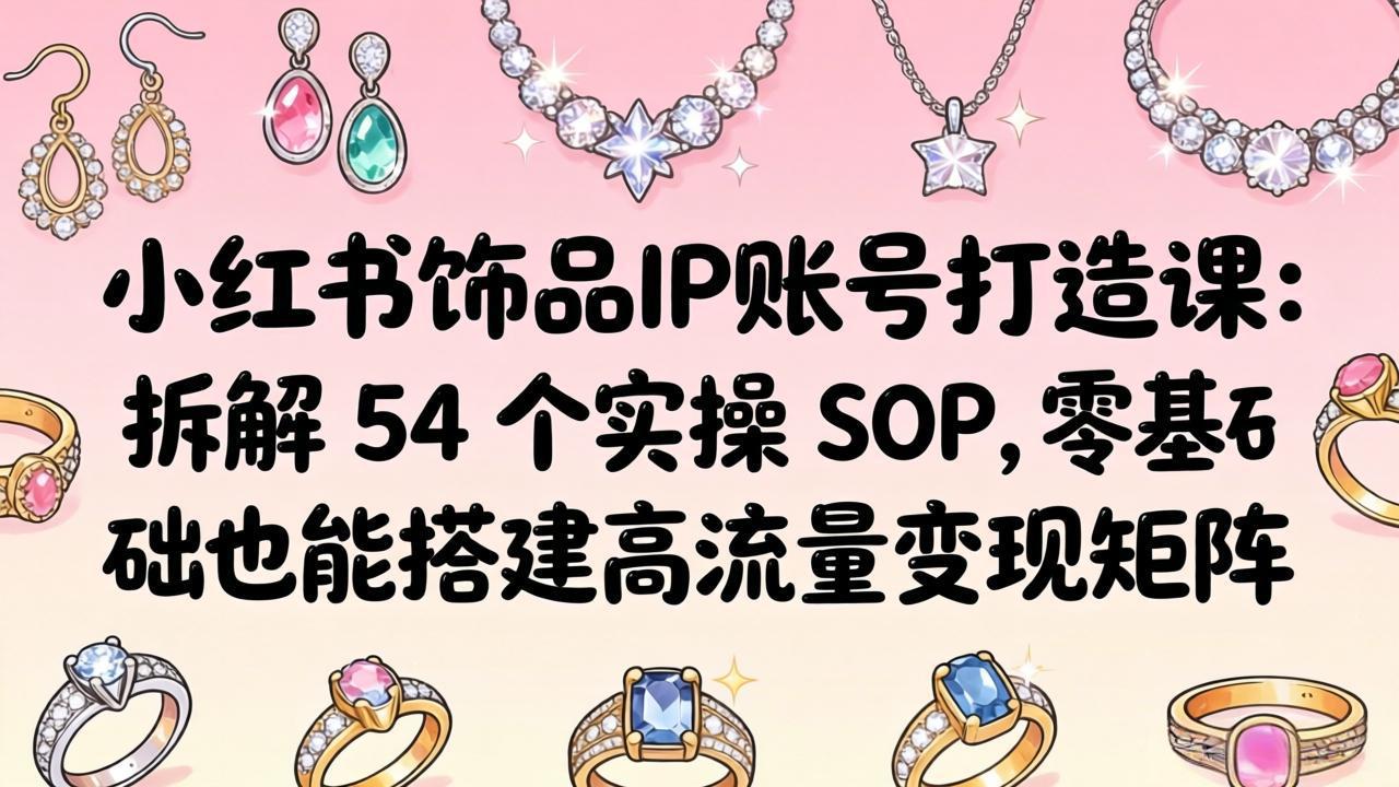 小红书饰品IP账号打造课：拆解 54 个实操 SOP，零基础也能搭建高流量变现矩阵-百盟网