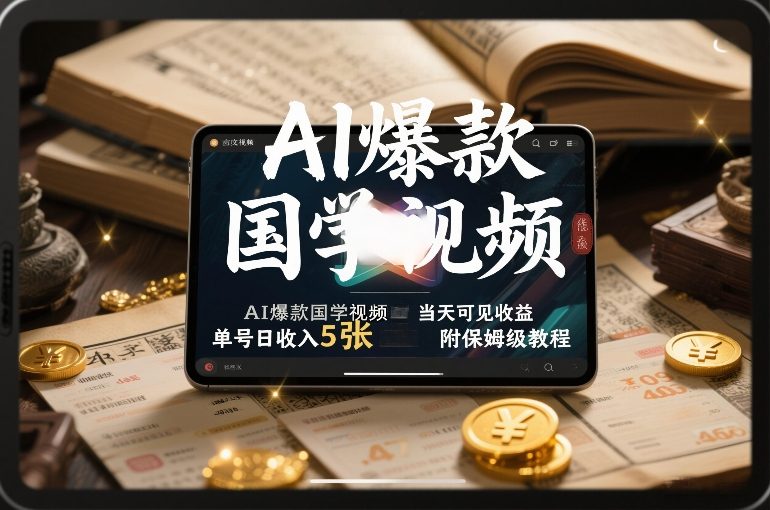 AI爆款国学视频，独家起号方法，小白直接上手，当天可见收益，单号日收入5张+附保姆级教程-百创网