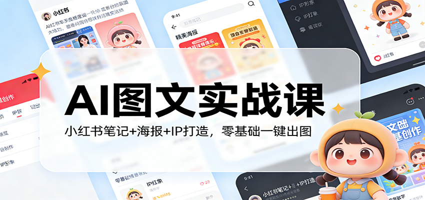 AI图文实战课：小红书笔记+海报+IP打造，零基础一键出图-百盟网