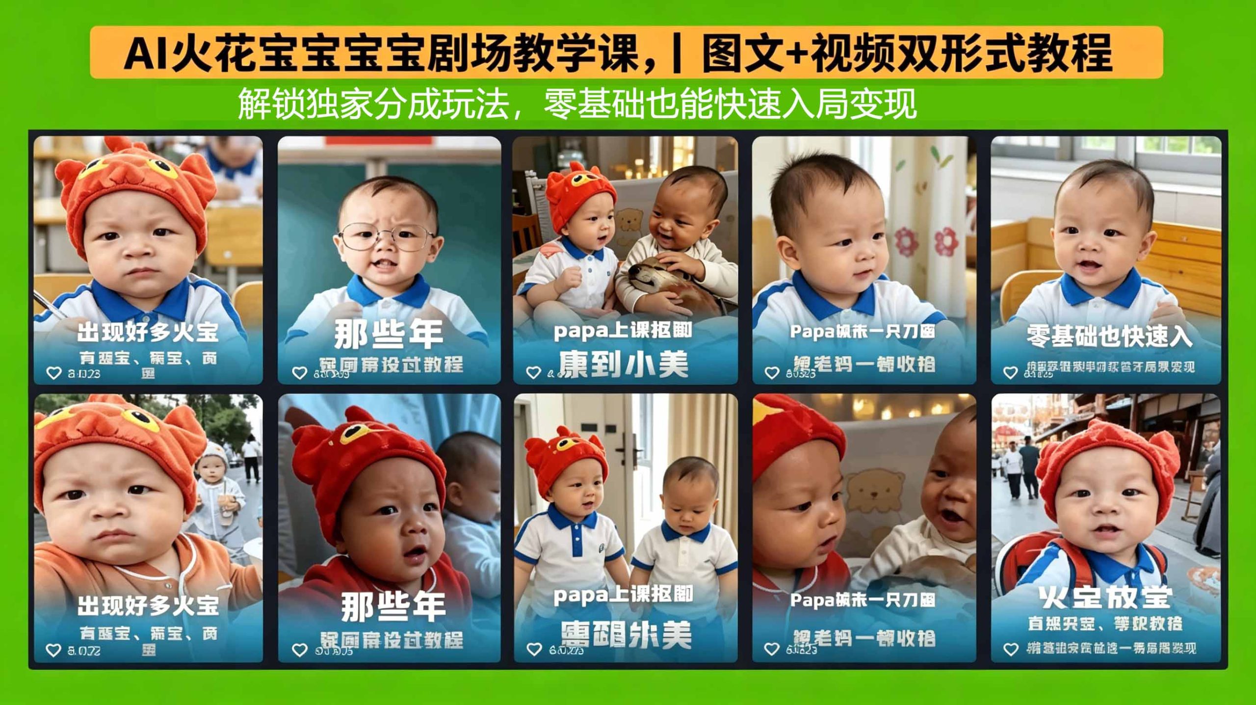 AI火花宝宝宝宝剧场教学课，图文+视频双形式教程，解锁独家分成玩法，零基础也能快速入局变现-百盟网