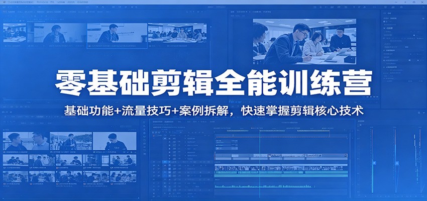 零基础剪辑全能训练营：基础功能+流量技巧+案例拆解，快速掌握剪辑核心技术-百盟网