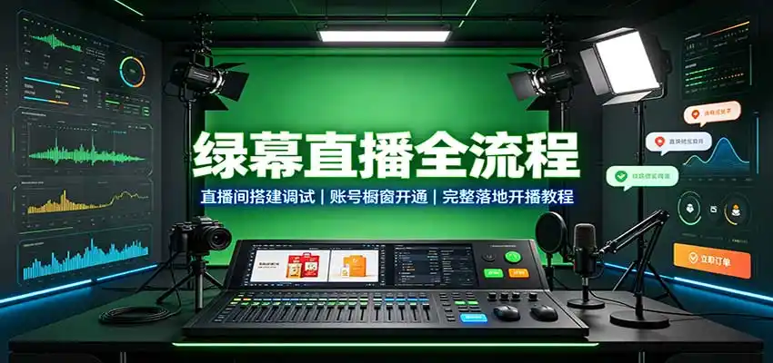 绿幕直播全流程:直播间搭建调试,账号橱窗开通,完整落地开播教程-百盟网
