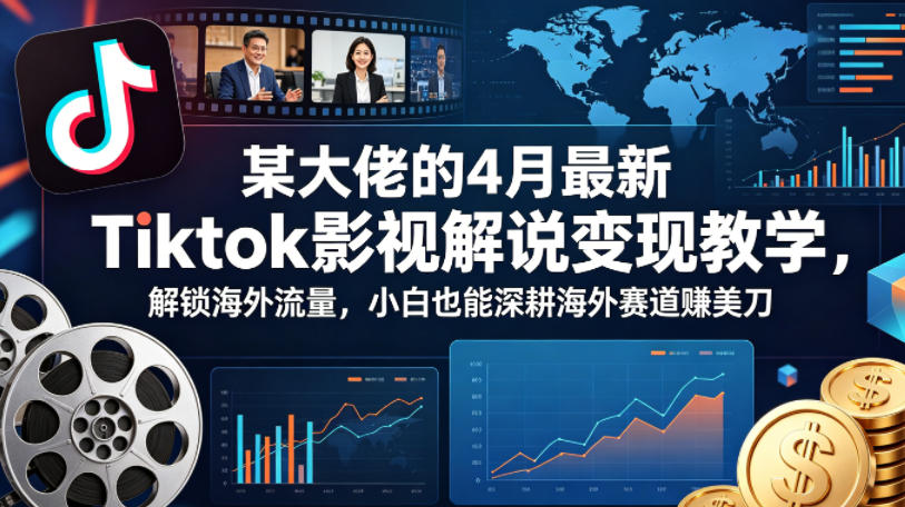 某大佬的4月最新Tiktok影视解说变现教学，解锁海外流量，小白也能深耕海外赛道賺美刀-百盟网