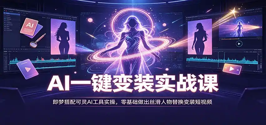 AI一键变装实战课：即梦搭配可灵AI工具实操，零基础做出丝滑人物替换变装短视频-百盟网