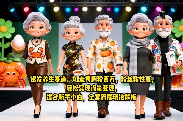 银发养生赛道，AI走秀圈粉百万，粉丝粘性高，轻松实现流量变现，适合新手小白，全套流程玩法解析-百盟网