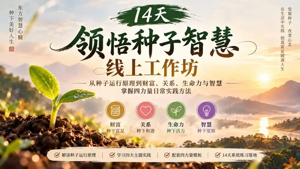 14天领悟种子智慧线上工作坊｜从种子运行原理到财富、关系、生命力与智慧，掌握四力量日常实践方法-百盟网