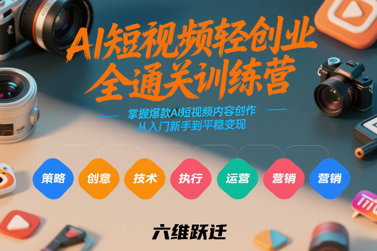 AI短视频轻创业全通关训练营，掌握爆款AI短视频内容创作，从入门新手到平稳变现的六维跃迁-百盟网