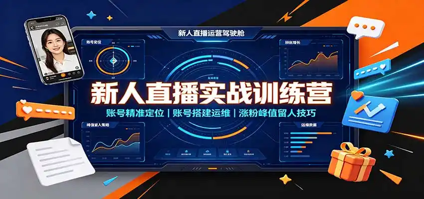 新人直播实战训练营:账号精准定位,账号搭建运维,涨粉峰值留人技巧-百盟网
