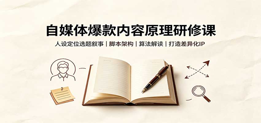 自媒体爆款内容原理研修课：人设定位选题叙事，脚本架构，算法解读打造差异化IP-百盟网