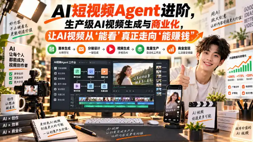 AI短视频Agent进阶，生产级AI视频生成与商业化，让AI视频从”能看”真正走向”能賺钱”-百盟网