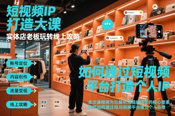 短视频ip打造大课，实体店老板玩转线上攻略-百创网