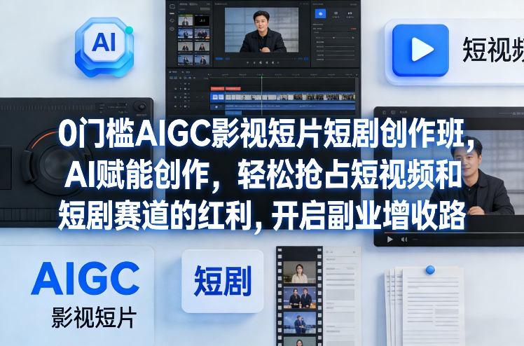 0门槛AIGC影视短片短剧创作班，AI赋能创作，轻松抢占短视频和短剧赛道的红利，开启副业增收路-百盟网