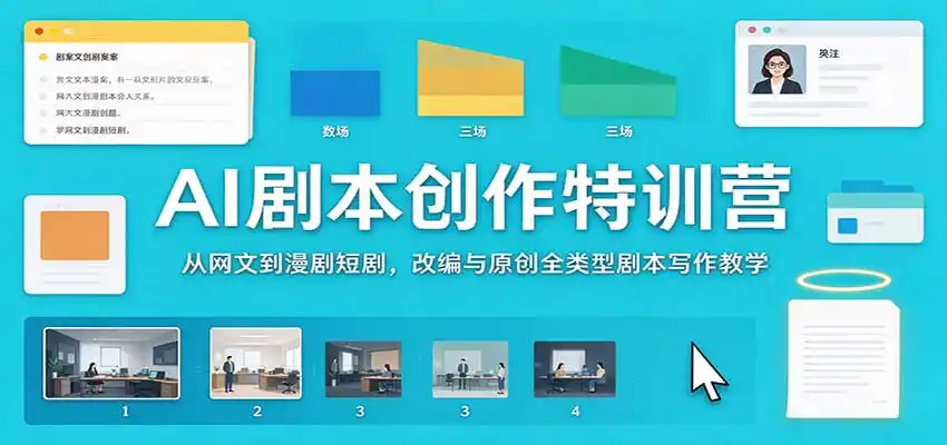 AI剧本创作特训营：从网文到漫剧短剧，改编与原创全类型剧本写作教学-百盟网