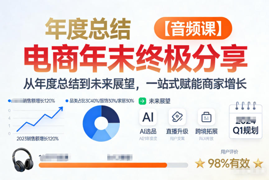 电商年未终极分享，从年度总结到未来展望，一站式赋能商家增长【音频课】-百创网