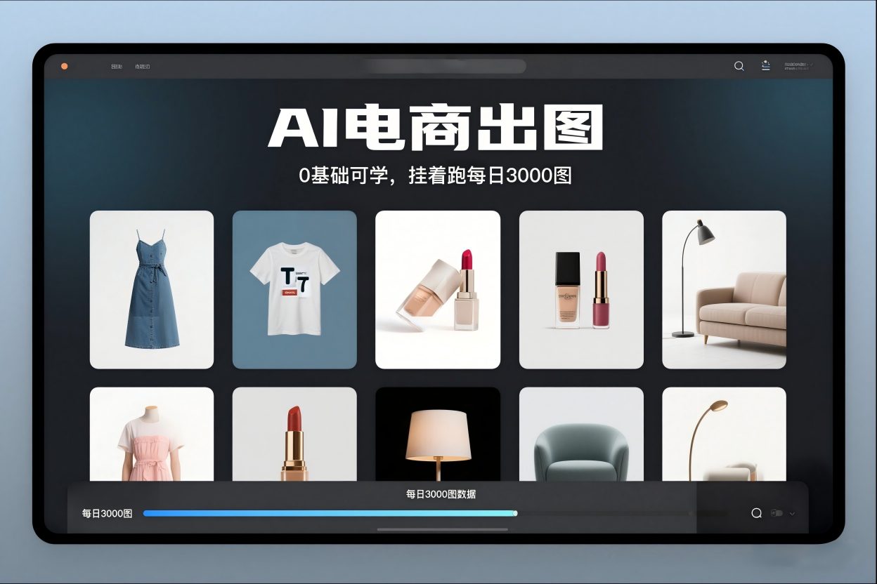 AI电商出图，0基础可学，挂着跑每日3000图-百创网