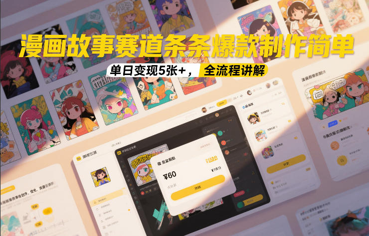 漫画故事赛道条条爆款制作简单，单日变现5张+，全流程讲解-百创网