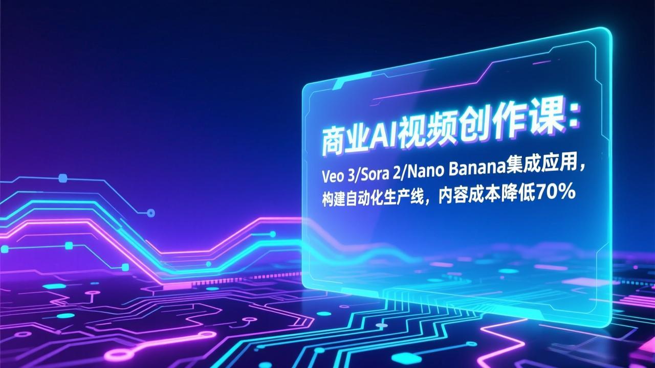 商业AI视频创作课：Veo 3/Sora 2/Nano Banana集成应用，构建自动化生产线，内容成本降低70%-百创网