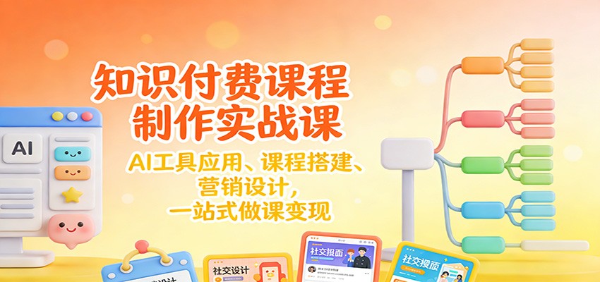 知识付费课程制作实战课：AI工具应用 、课程搭建、营销设计，一站式做课变现-百创网