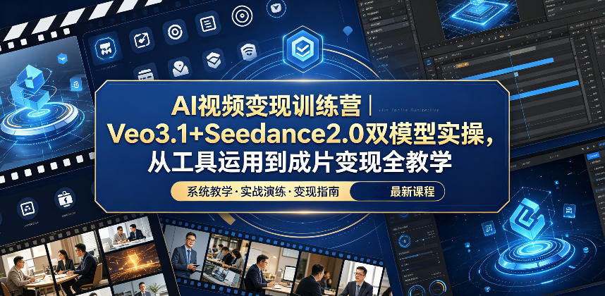 AI视频变现训练营|Veo3.1+Seedance2.0双模型实操,从工具运用到成片变现全教学-百盟网