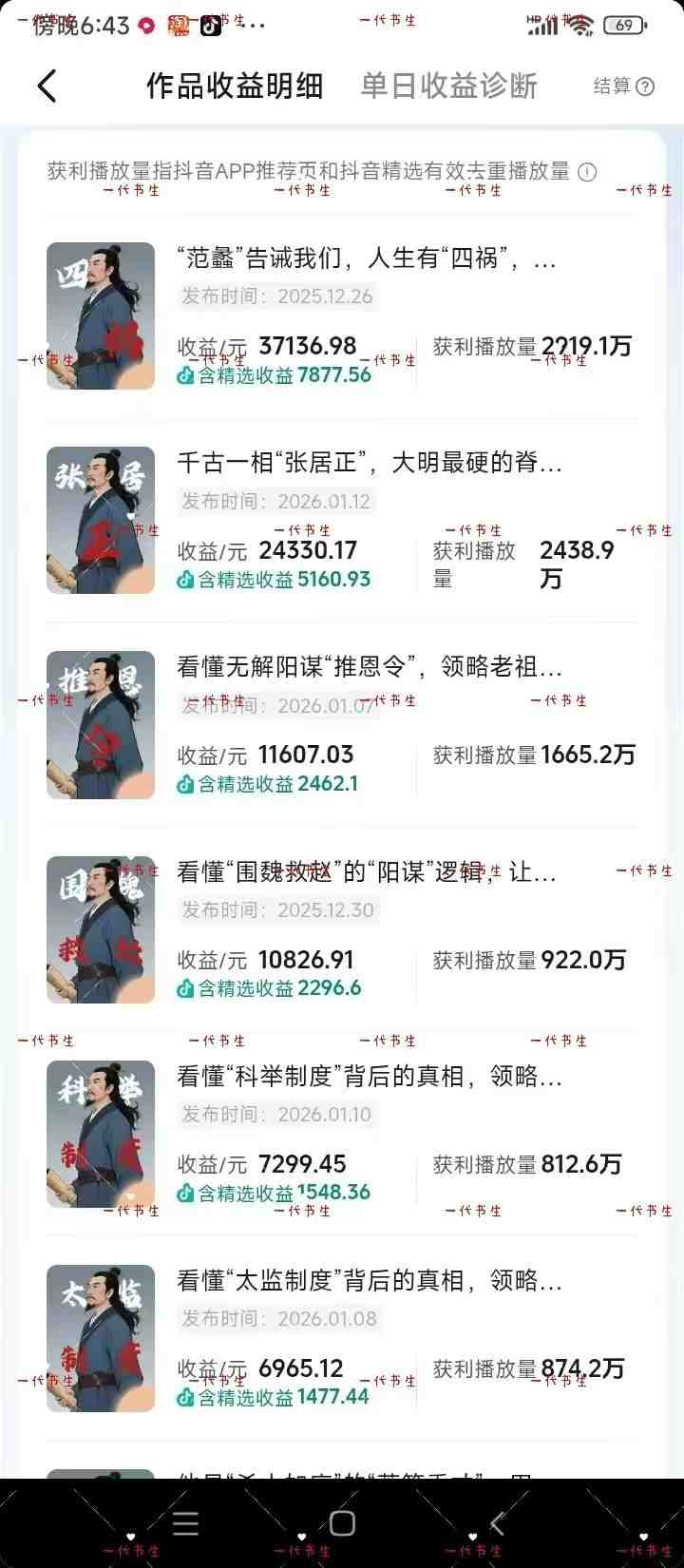 抖音300w粉丝博主的政史类科普视频教学，有大流量扶持，拿伙伴伙伴+精选独家双份收益-百盟网