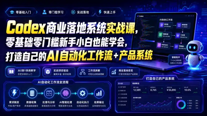 Codex商业落地系统实战课，零基础零门槛新手小白也能学会，打造自己的AI自动化工作流+产品系统(更新)-百盟网