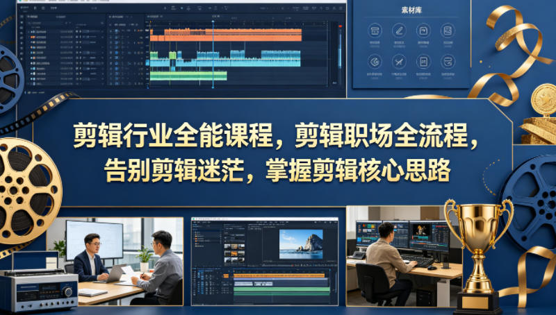剪辑行业全能课程，剪辑职场全流程，告别剪辑迷茫，掌握剪辑核心思路-百盟网
