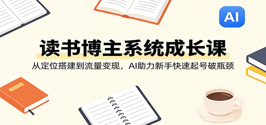 读书博主系统成长课：从定位搭建到流量变现，AI助力新手快速起号破瓶颈-百盟网
