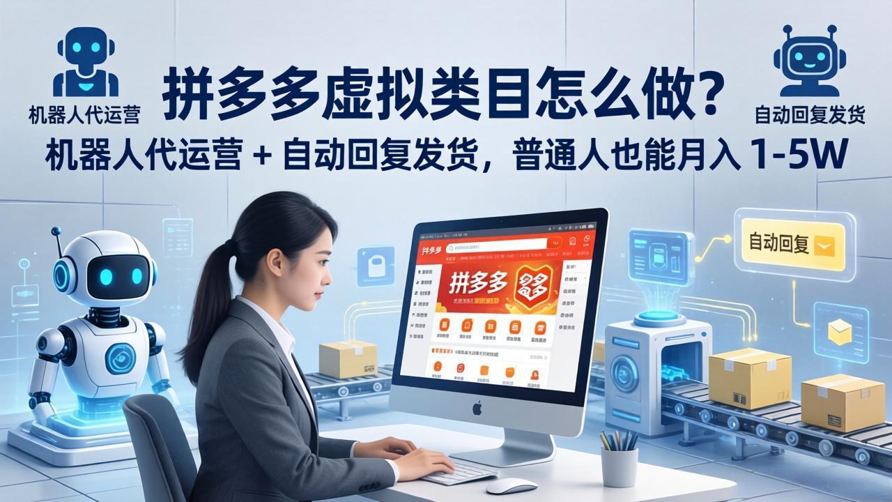 拼多多虚拟类目怎么做？机器人代运营 + 自动回复发货，普通人也能月入 1-5W-百盟网