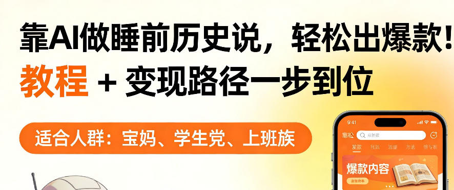 靠AI做睡前历史解说，轻松出爆款！教程+变现路径一步到位，单个视频收益1K+【揭秘】-百盟网