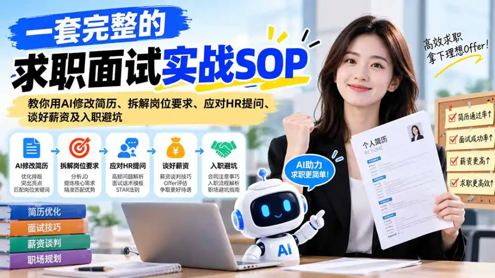 一套完整的求职面试实战SOP：教你用AI修改简历、拆解岗位要求、应对HR提问、谈好薪资及入职避坑-百盟网
