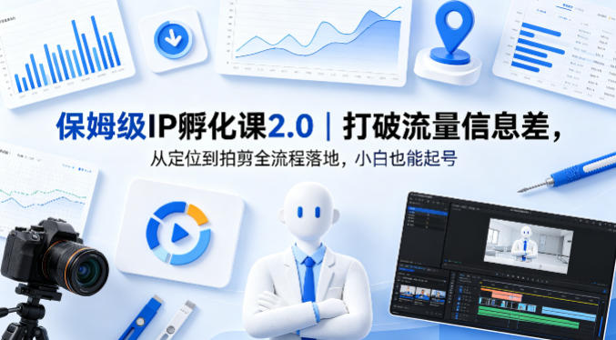 保姆级IP孵化课2.0｜打破流量信息差，从定位到拍剪全流程落地，小白也能起号-百盟网