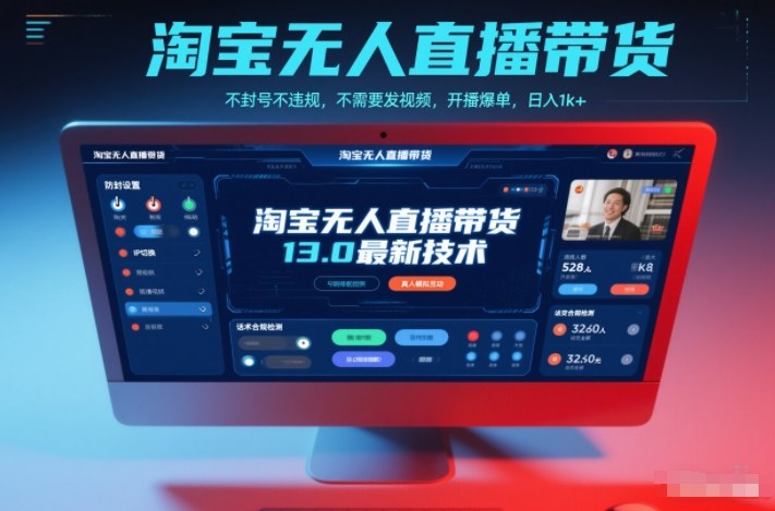 淘宝无人直播带货13.0最新技术，不封号不违规，不需要发视频，开播爆单，日入1k+【揭秘】-百创网