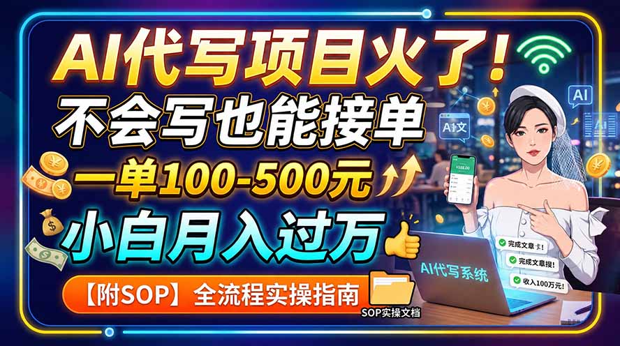 AI代写项目火了！不会写也能接单，一单100-500元，小白月入过万【附SOP】-百盟网