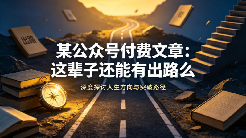 某公众号付费文章：这辈子还能有出路么-百盟网