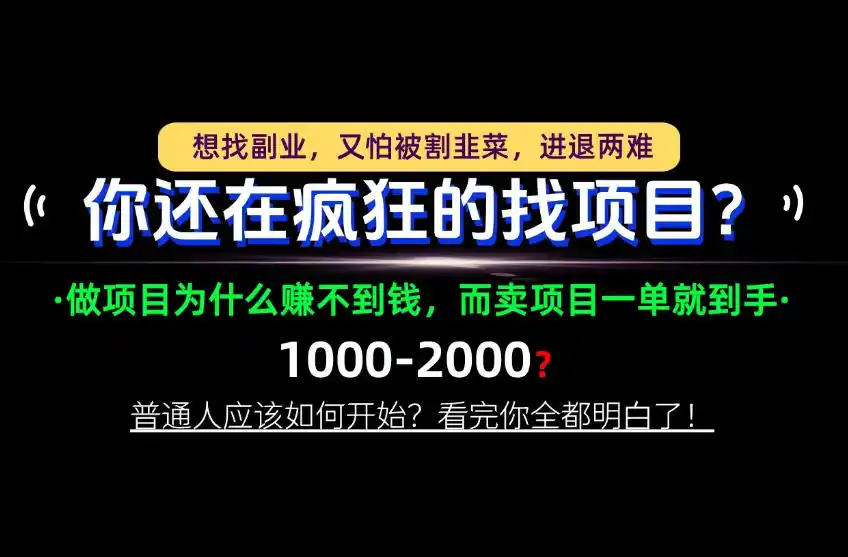 你还在疯狂的找项目？别傻了！卖项目才是真正的一本万利！怎么做，看完你全都明白！【揭秘】-百盟网