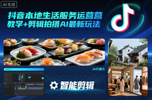 抖音本地生活服务运营教学+剪辑拍摄AI最新玩法-百创网