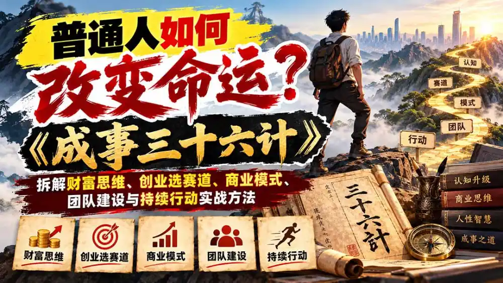 普通人如何改变命运?《成事三十六计》拆解财富思维、创业选赛道、商业模式、团队建设与持续行动实战方法 普通人如何改变命运?《成事三十六计》拆解财富思维、创业选赛道、商业模式、团队建设与持续行动实战方法