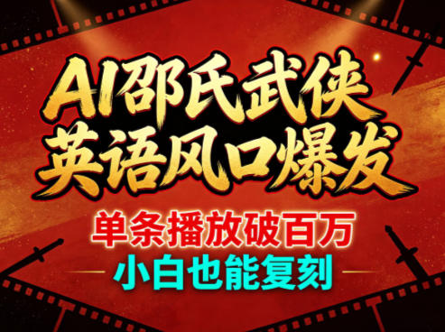 AI邵氏武侠英语风口爆发，单条播放破百万，小白也能复刻-百盟网