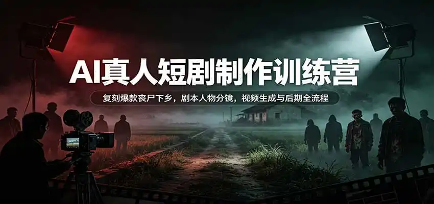 AI真人短剧制作训练营：复刻爆款丧尸下乡，剧本人物分镜，视频生成与后期全流程-百盟网