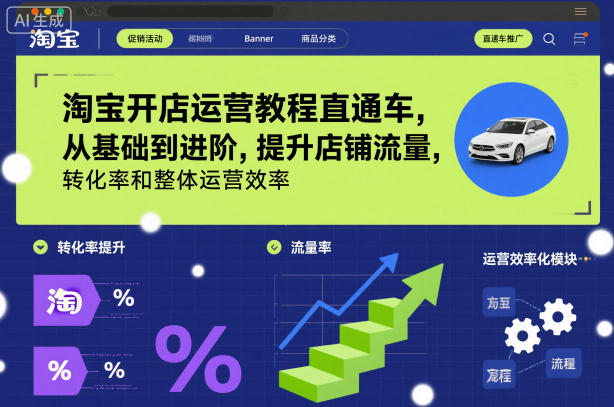 淘宝开店运营教程直通车，从基础到进阶，提升店铺流量，转化率和整体运营效率(更新11月)-百创网