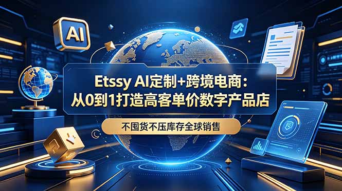 Etsy AI定制+跨境电商：从0到1打造高客单价数字产品店，不囤货不压库存全球销售-百盟网