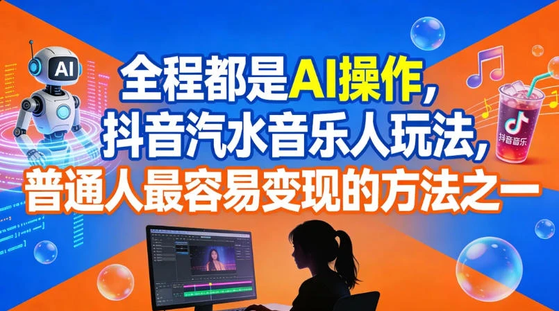 全程都是 AI 操作,抖音汽水音乐人玩法,普通人最容易变现的方法之一-百创网