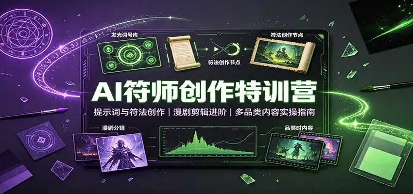 AI符师创作特训营:提示词与符法创作,漫剧剪辑进阶,多品类内容实操指南-百盟网
