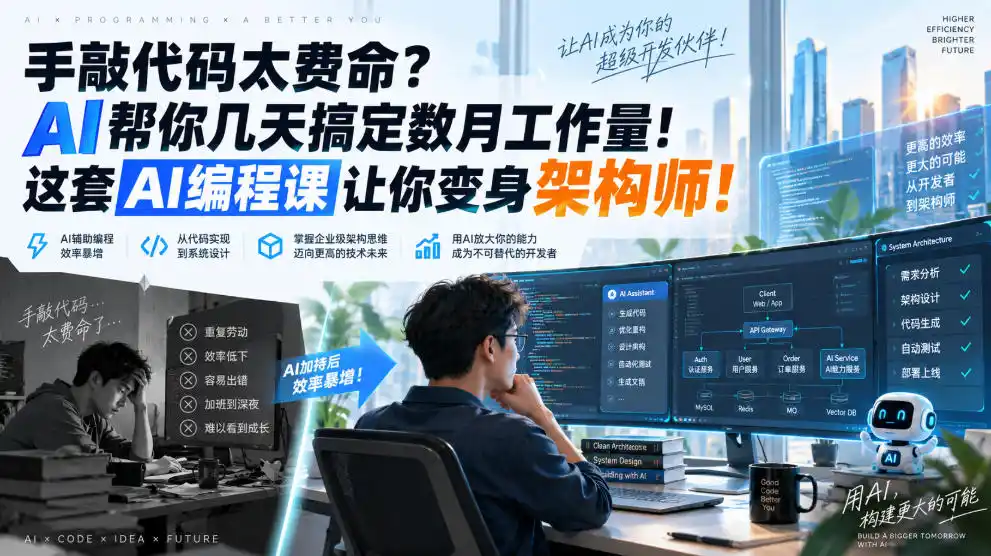 手敲代码太费命？AI帮你几天搞定数月工作量！这套AI编程课让你变身架构师！【原创双语字幕】-百盟网