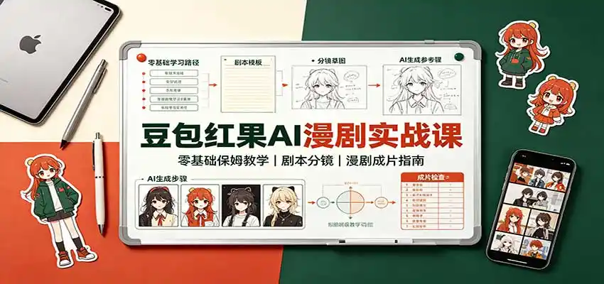 豆包红果AI漫剧实战课:零基础保姆教学,剧本分镜,漫剧成片指南-百盟网
