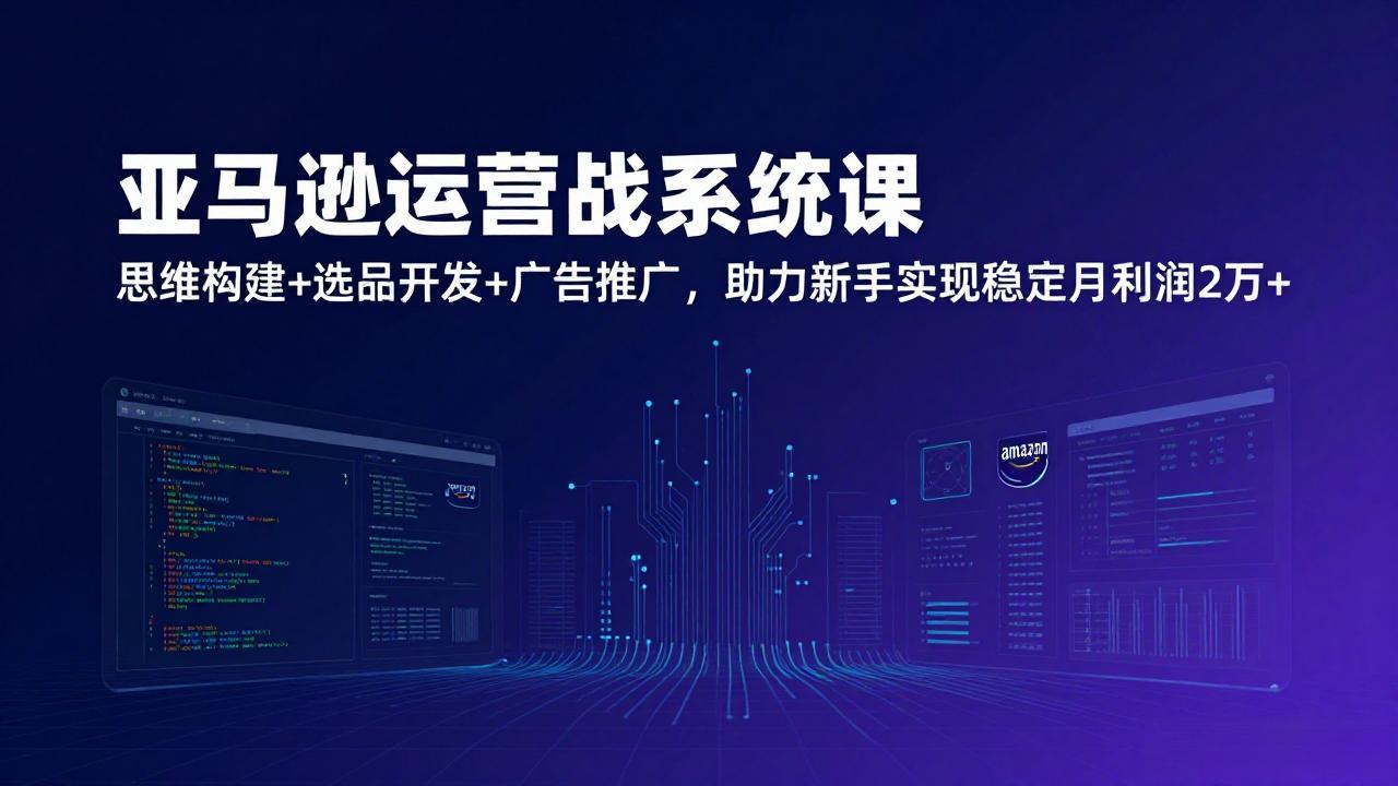 亚马逊运营实战系统课，思维构建+选品开发+广告推广，助力新手实现稳定月利润2万+(更新-百盟网