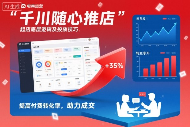 千川随心推起店底层逻辑及投放技巧，提高付费转化率，助力成交-百创网